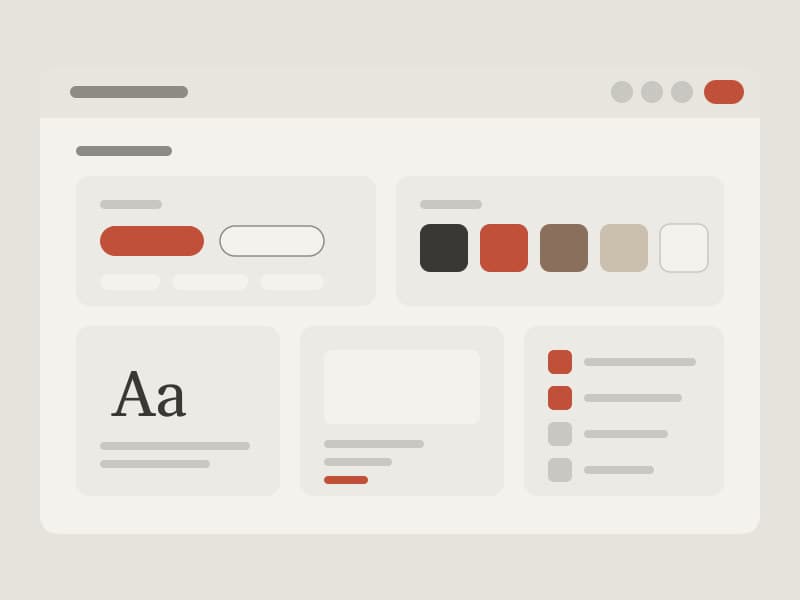 Shared component library, palette and type scale