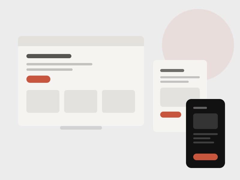 The same layout across desktop, tablet and phone