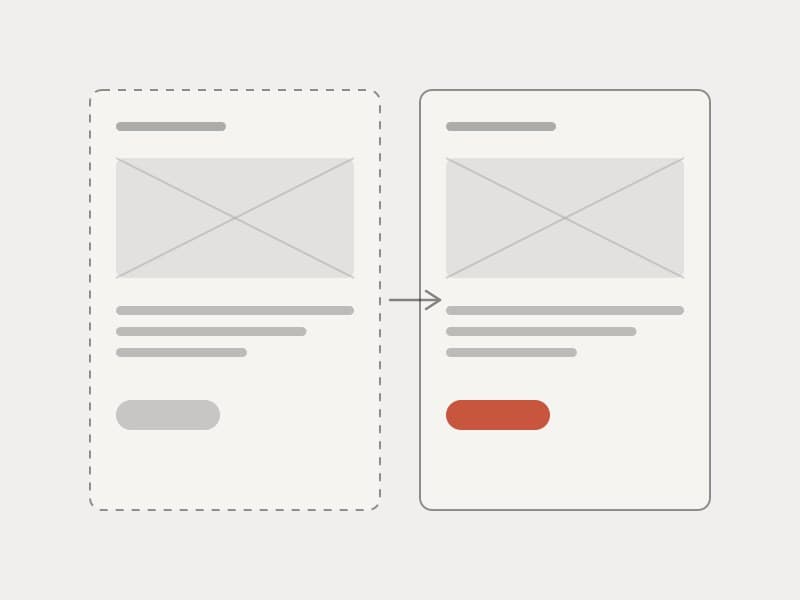 Concept flow mapped out as wireframes