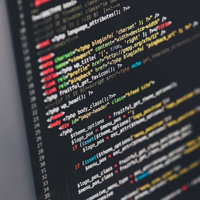 Syntax-highlighted markup close up in a code editor